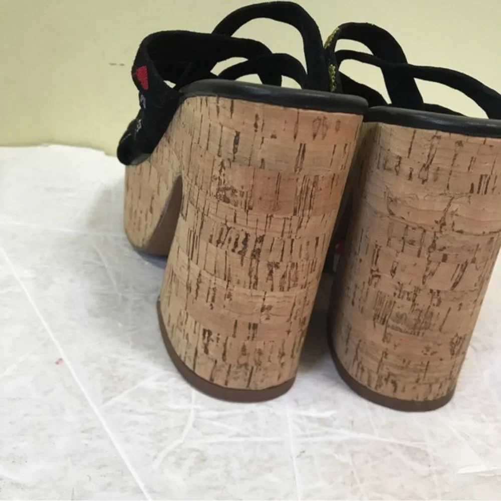 Free People NEW Lisbon Platform Heels Floral Suede Platform Mules Sandals Clog 9 - Picture 16 of 16